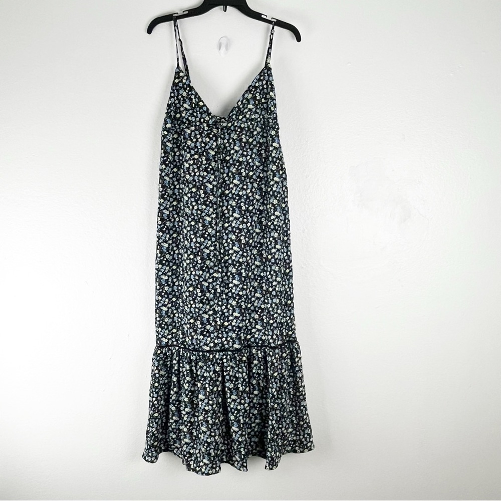LULUS Way Too Darling Black Floral Spaghetti Straps Lined V-Neck Maxi Dress XL